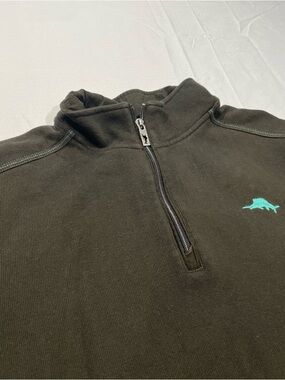 Tommy Bahama Black Half-Zip Sweater with Teal Marlin Logo
